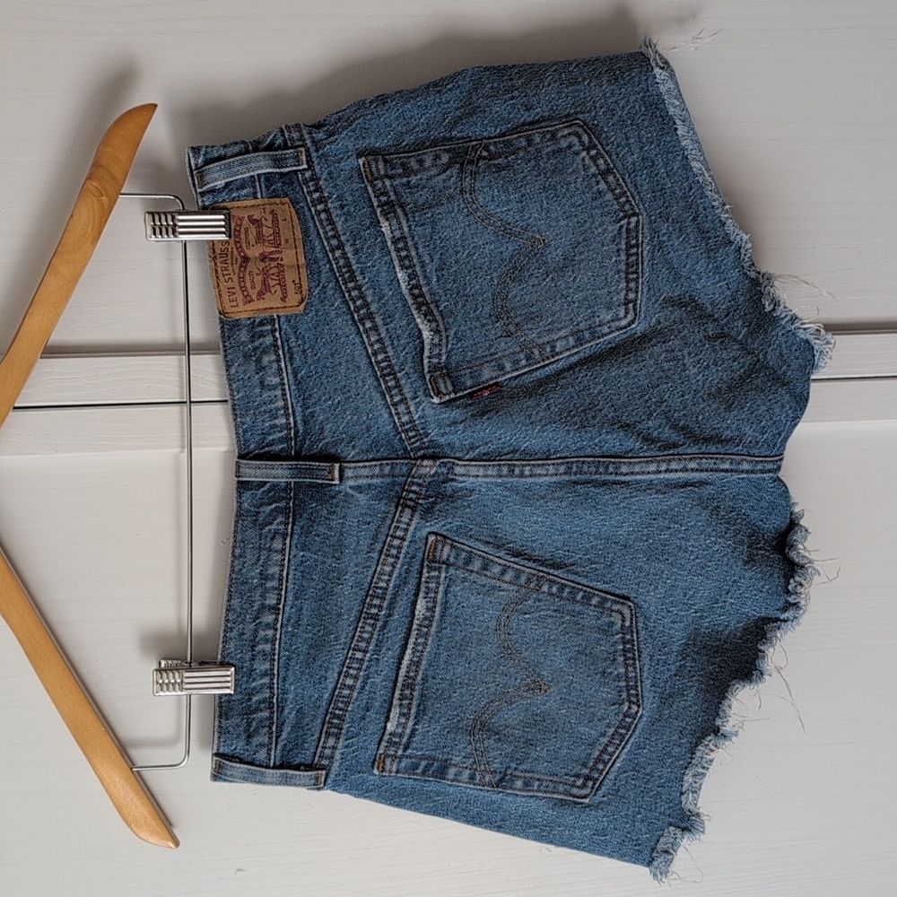 Levi's Blue Denim High-Waisted Jean Shorts